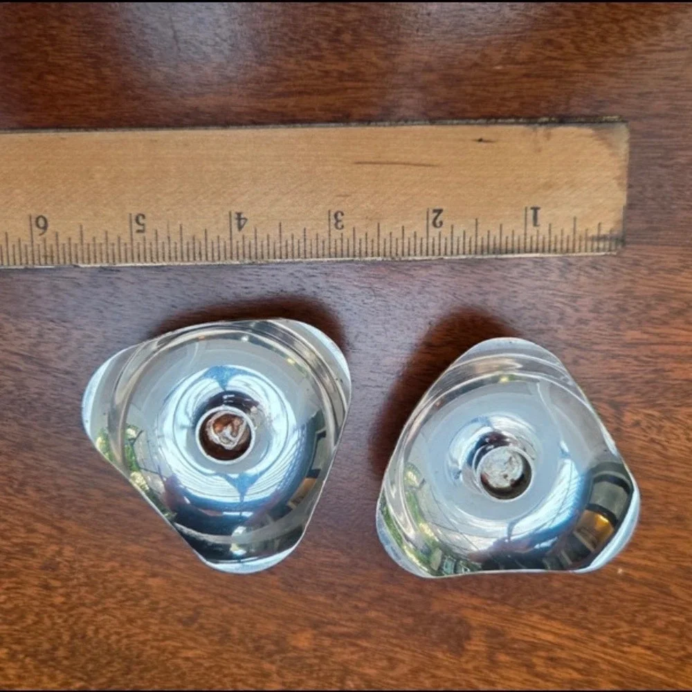 Treidar Denmark Reversible  Silver Plated Candle Holders Pair Vintage